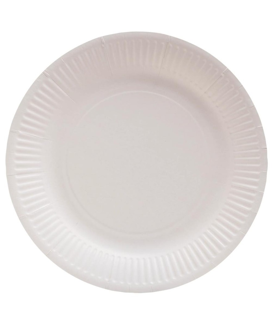 50 Assiettes, carton rond Ø 23 cm Blanc