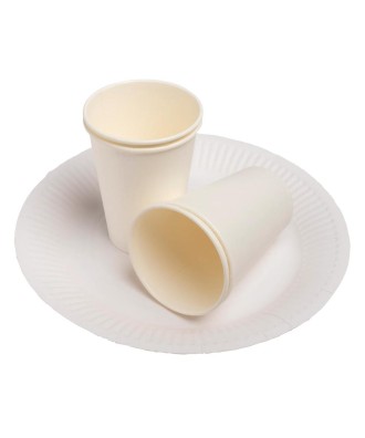 50 Assiettes, carton rond Ø 23 cm Blanc