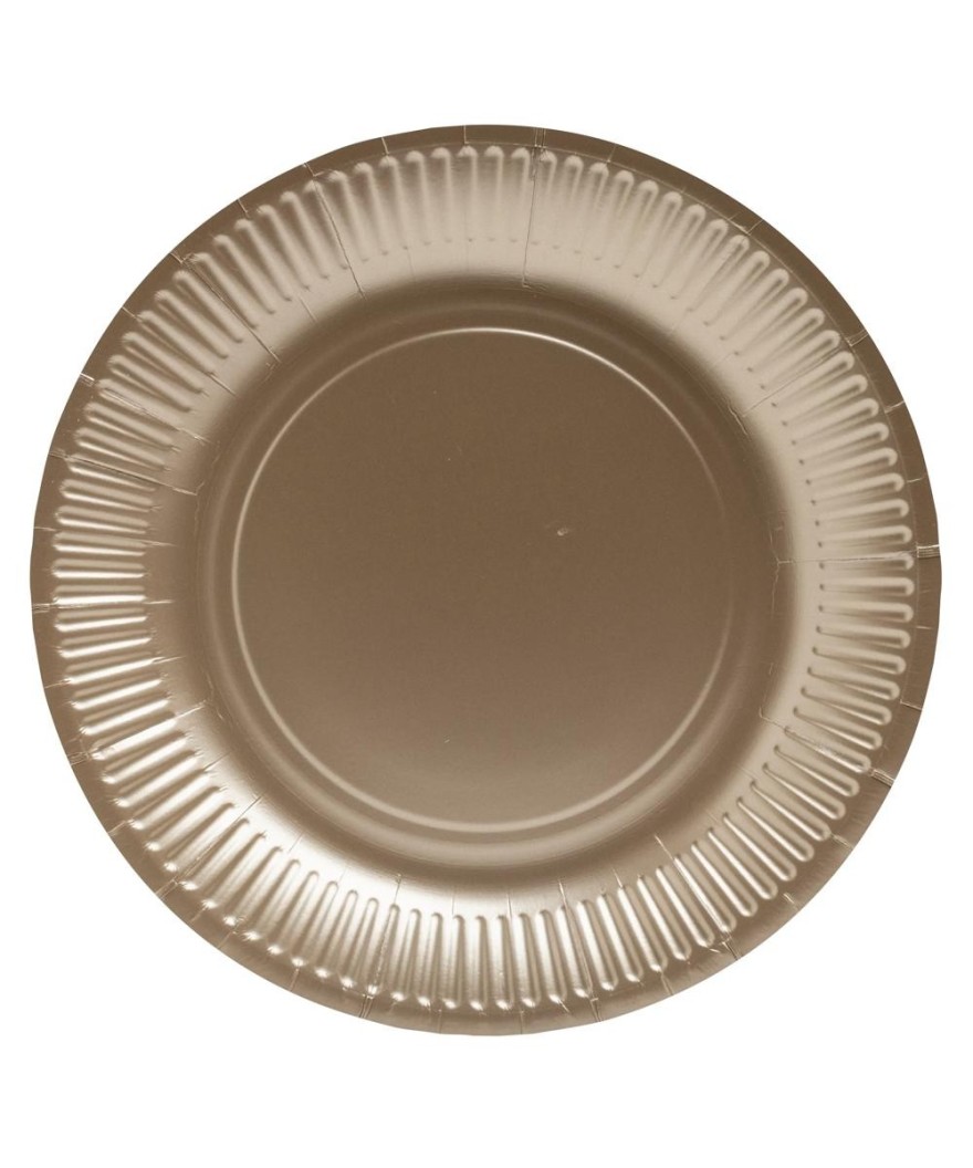 10 Assiettes, carton rond Ø23cm Or