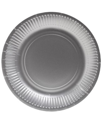 10 Assiettes carton rond Ø23 cm Argent