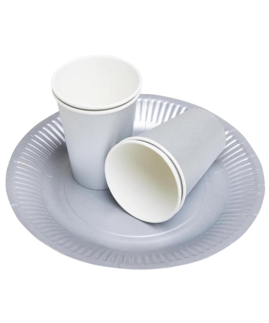 10 Assiettes carton rond Ø23 cm Argent