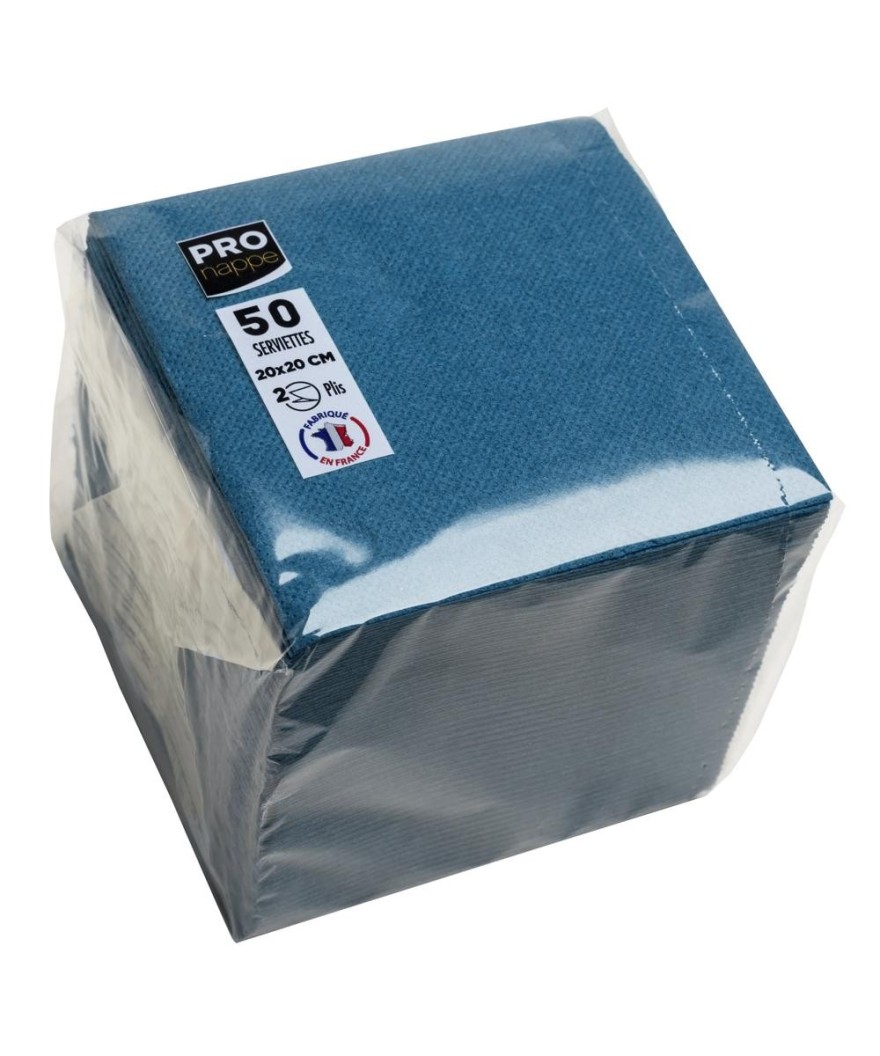 50Serviettes OUATE20x20cm Bleu Pacifique