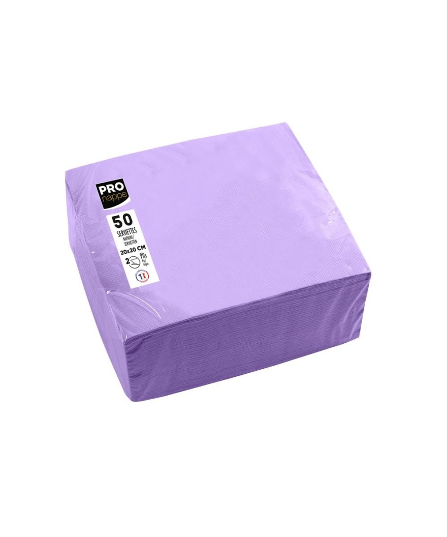 50Serviettes OUATE 20x20cm Lilas