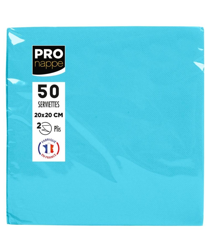 50 Serviettes OUATE 20X20cm Azur