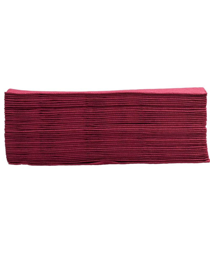 50Serv.OUATE microgaufré20X20Bordeaux