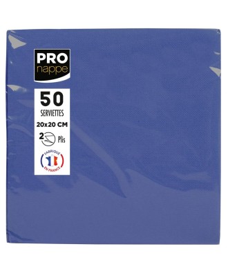 50 Serv.OUATE micro-gaufré 20X20 Marine
