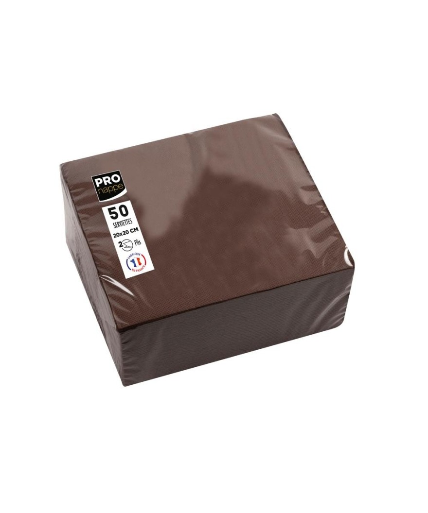 50Serv.OUATE micro-gaufré 20X20 Chocolat