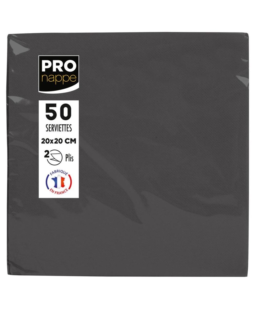50 Serviettes OUATE micro-gauf.20X20Noir
