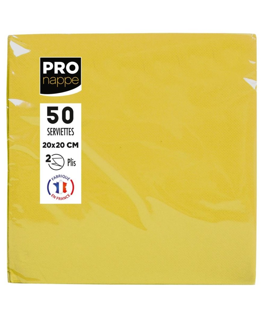 50Serviettes OUATE micro-gauf.20X20Jaune