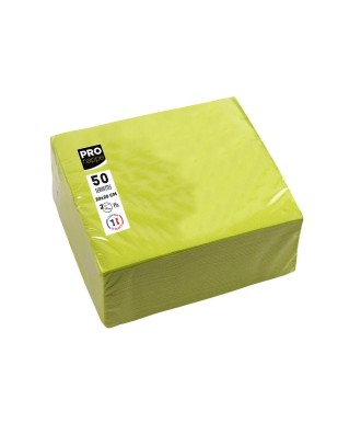 50Serv.OUATE micro-gaufré 20X20Vert kiwi