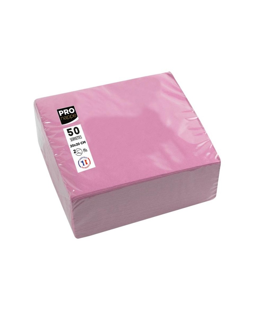 50 Serviettes OUATE 20X20 Rose poudré
