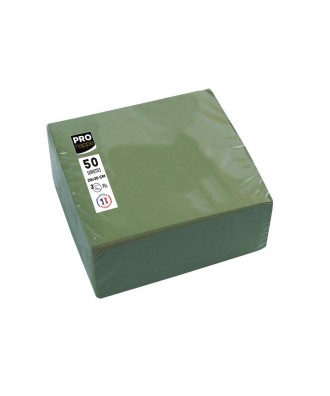 50Serv.OUATE micro-gaufré 20X20 V.olive