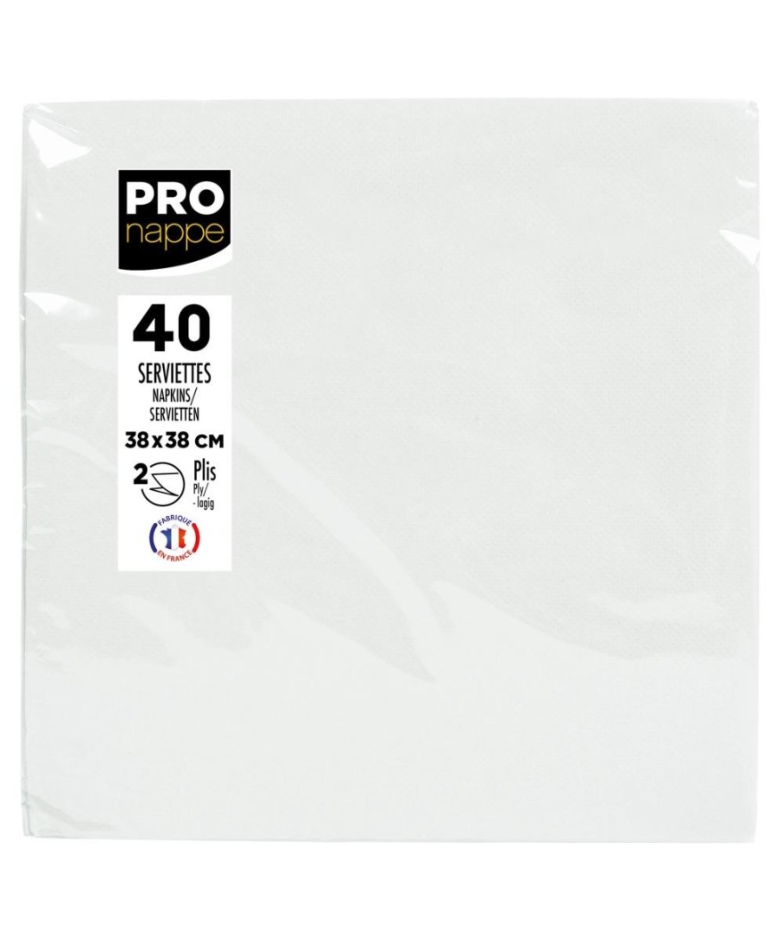 40Serviettes OUATE micro-gauf.38X38Blanc
