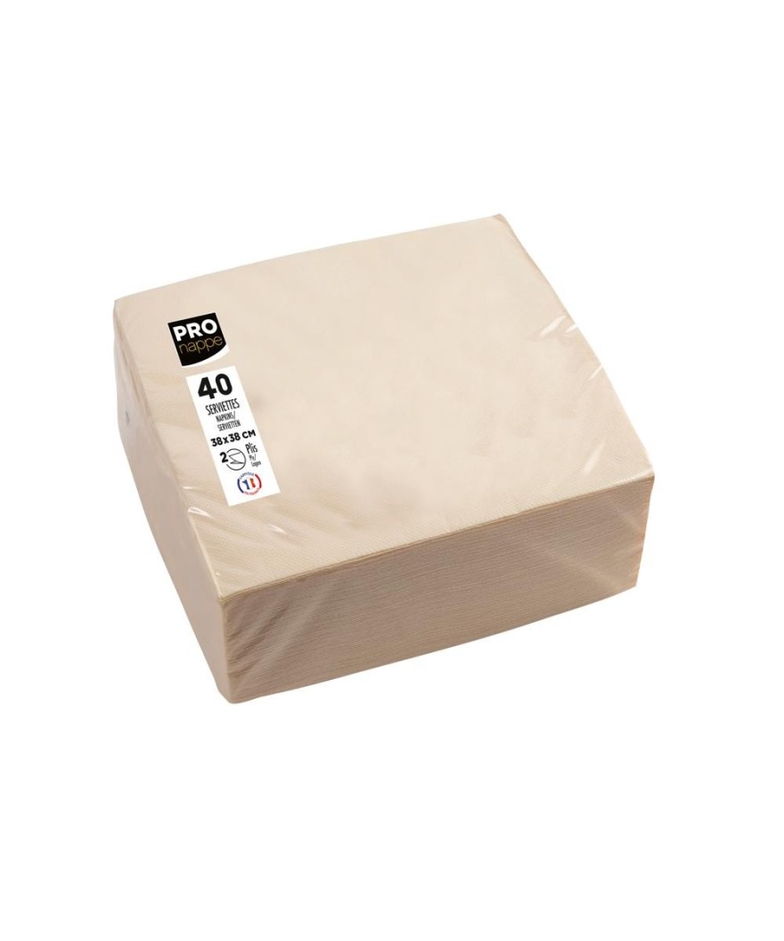 40 Serv. OUATE micro-gauf. 38X38 Ivoire