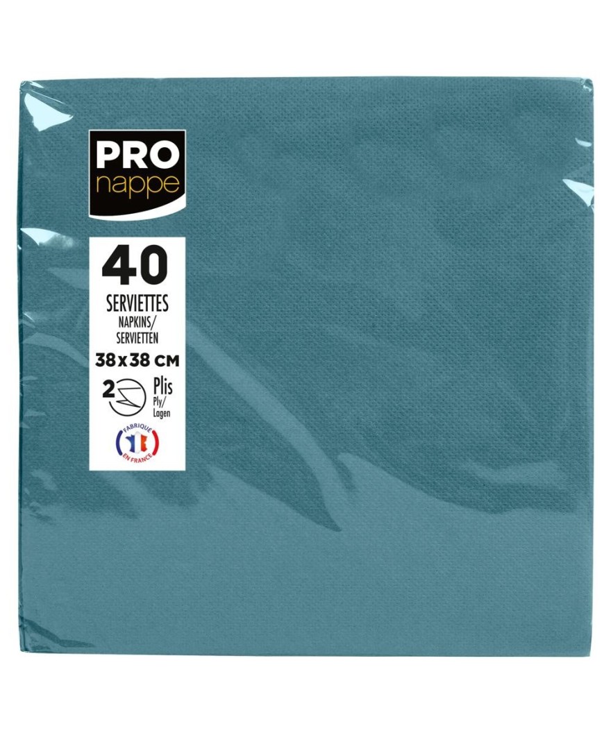 40 Serviettes OUATE38X38cmBleu Pacifique