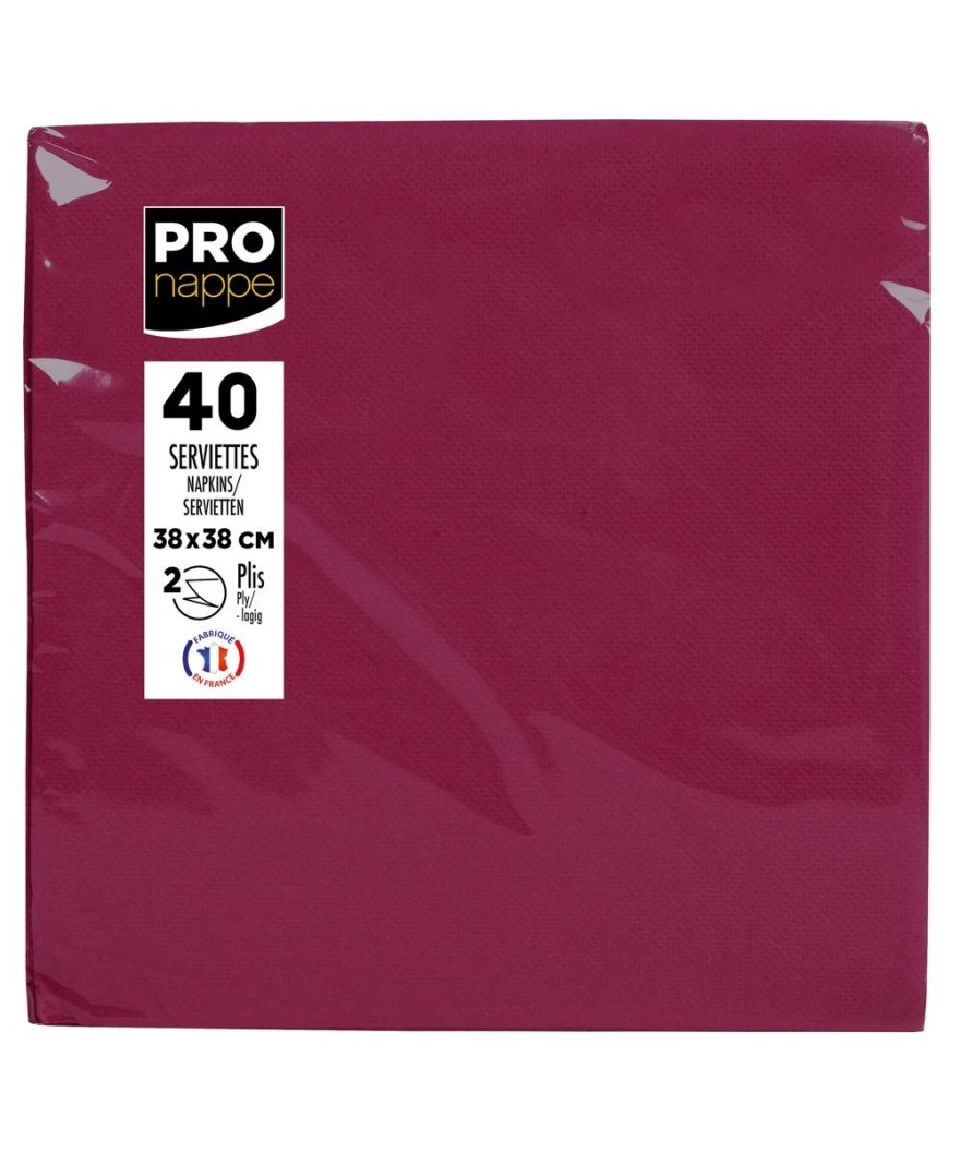 40Serv.OUATE microgaufré38X38 Bordeaux