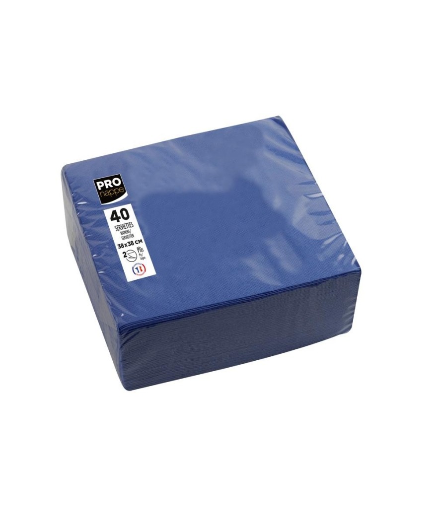 40 Serv.OUATE micro-gaufré38X38 Marine