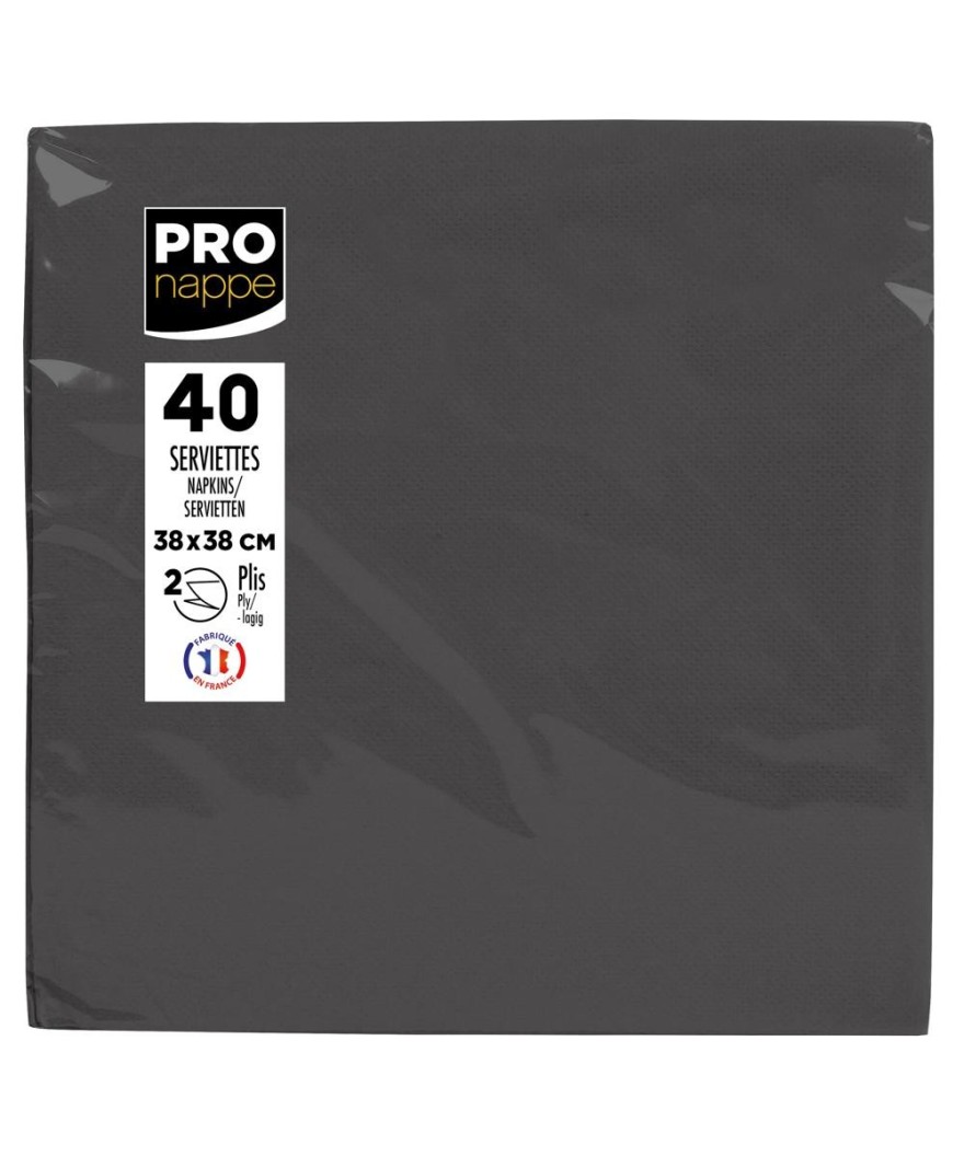 40 Serviettes OUATE micro-gauf.38X38Noir
