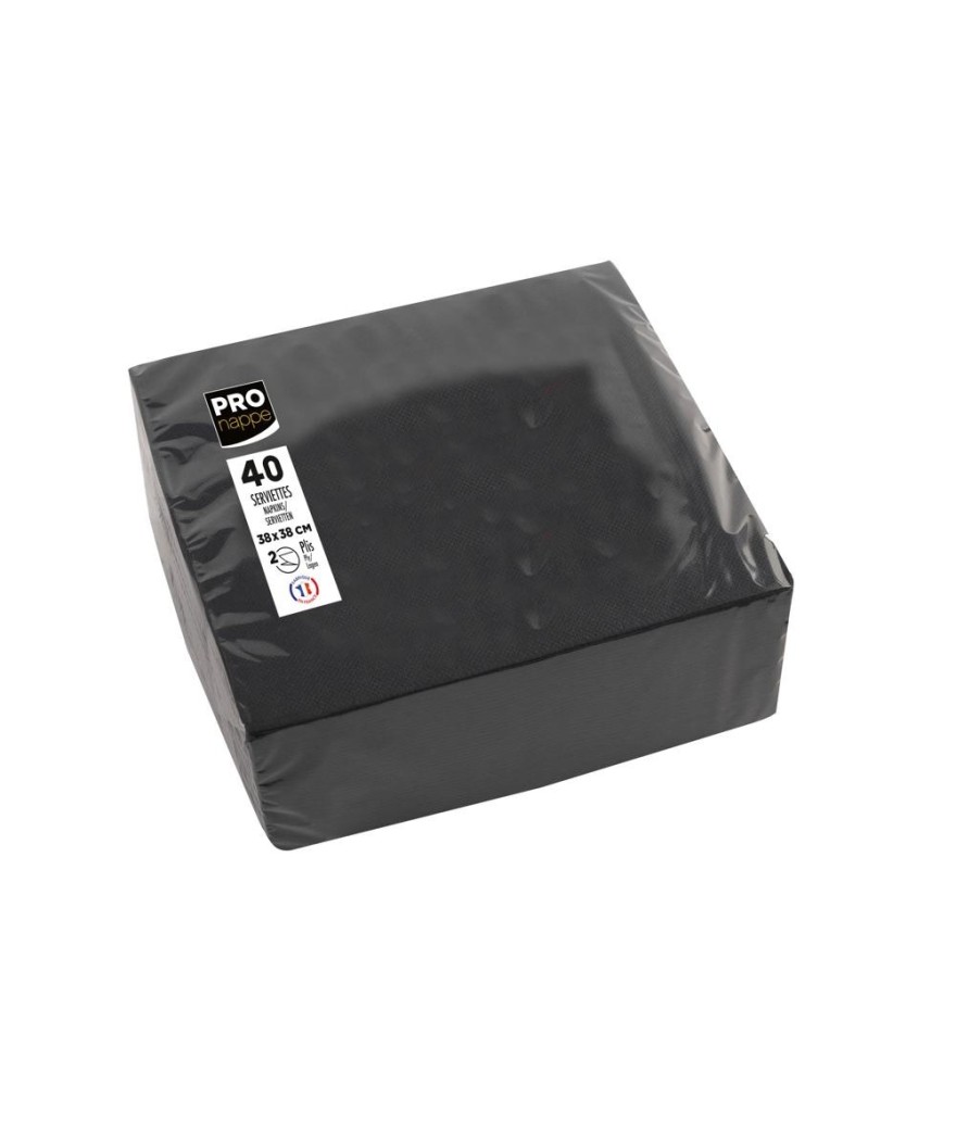 40 Serviettes OUATE micro-gauf.38X38Noir