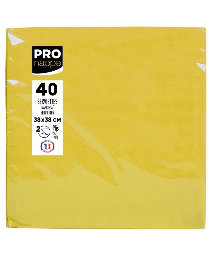 40Serviettes OUATE micro-gauf.38X38Jaune
