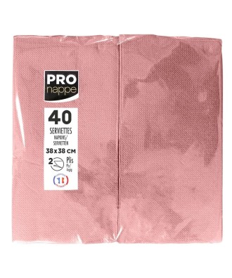 40 Serv.OUATE pliées1/8 38x38 Vieux Rose