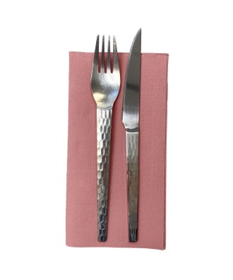 40 Serv.OUATE pliées1/8 38x38 Vieux Rose