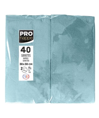 40 Serv. OUATE pliées 1/8 38x38 Bleu Pac