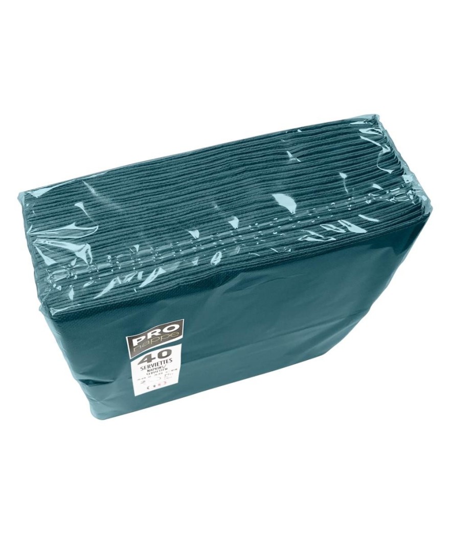 40 Serv. OUATE pliées 1/8 38x38 Bleu Pac