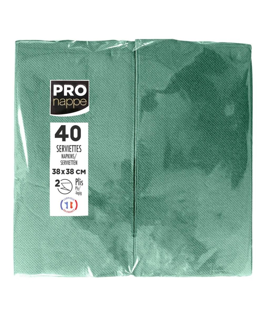 40 Serv.OUATE pliées 1/8 38x38Vert Sapin