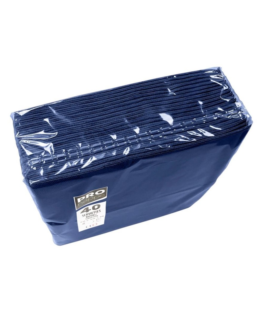 40 Serv. OUATE pliées 1/8 38x38 Bleu M.