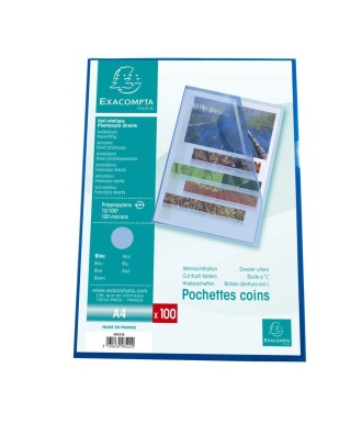 Sach.100 poch.coin A4 PP St.grainé