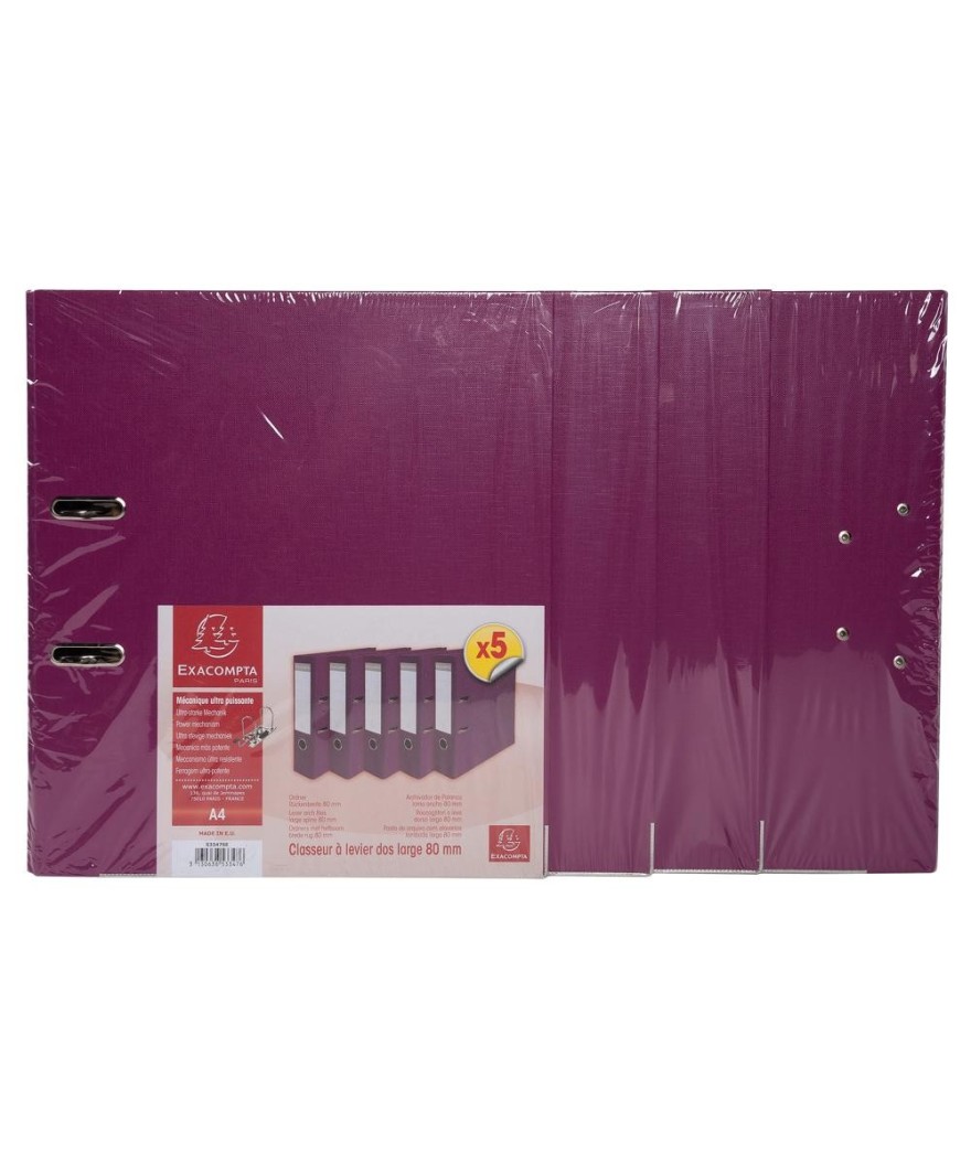 LOT DE 5 CL PP/PP D80 A4 FUCHSIA