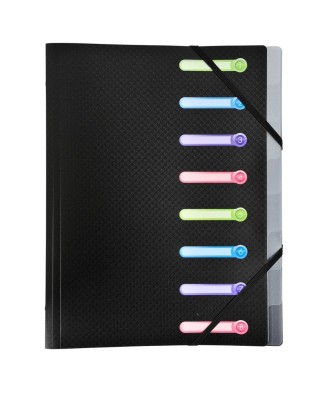 Trieur 8 comp 3 rabats PP Noir