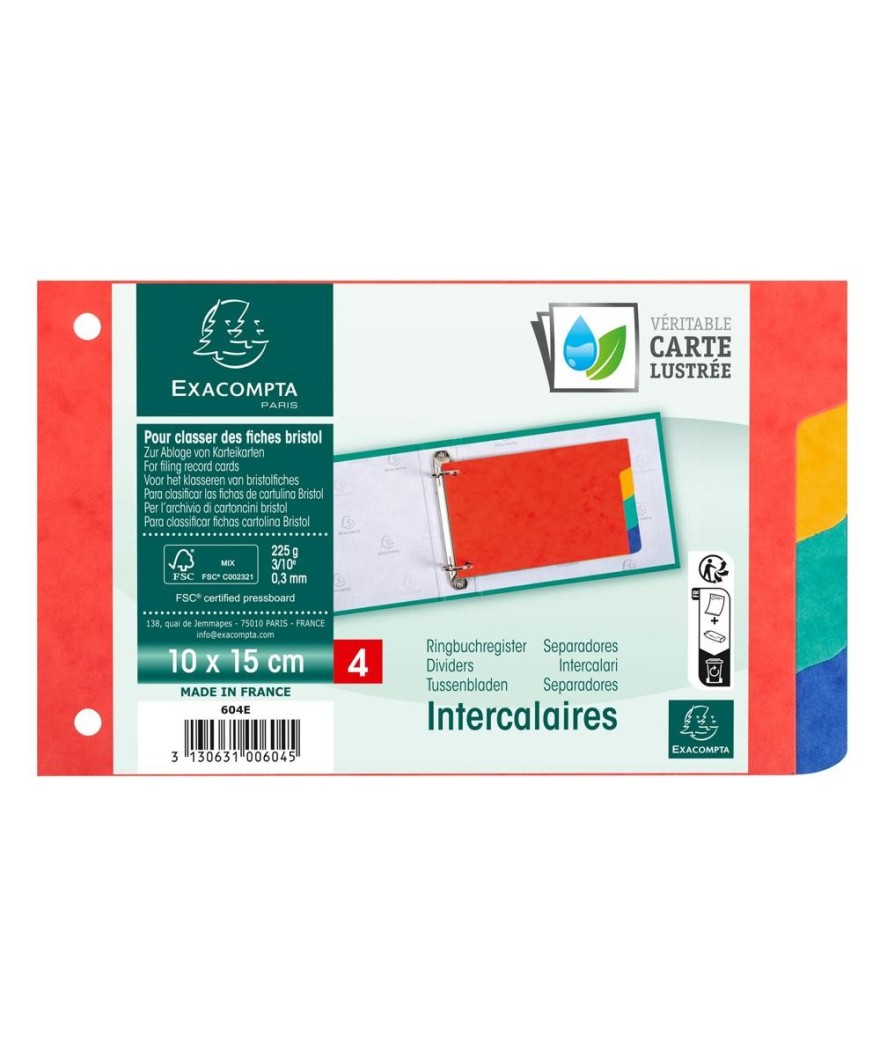 Intercalaires 10x15 carte lustrée 4Pos.