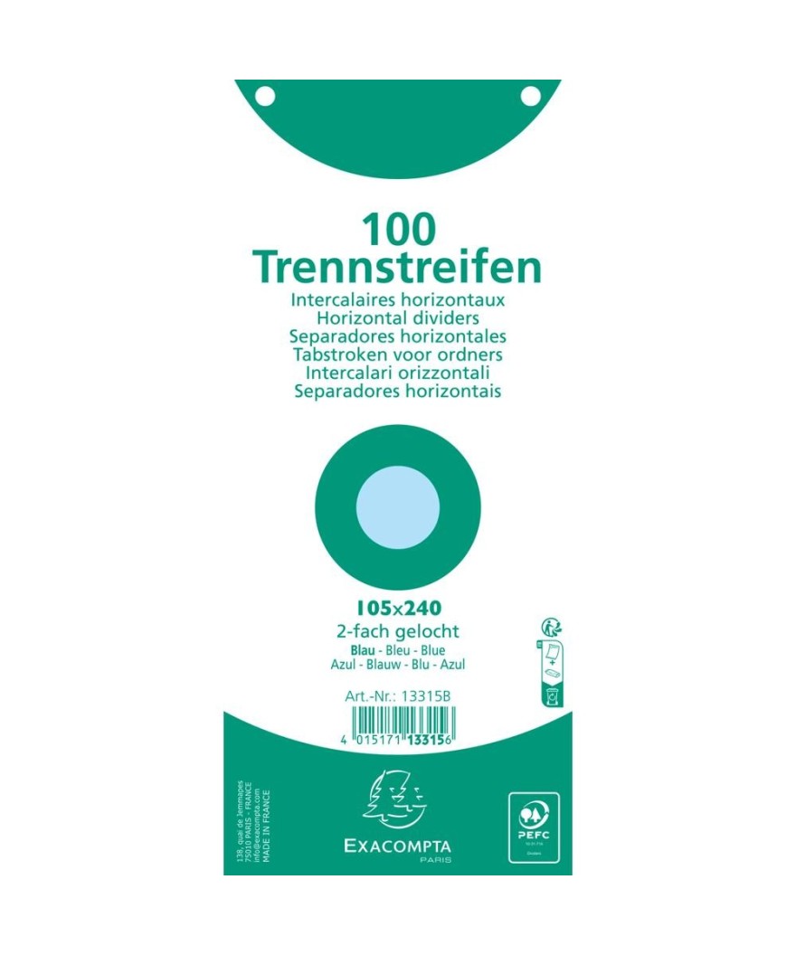 100 F. intercal. 105/240 bleu perf S/F