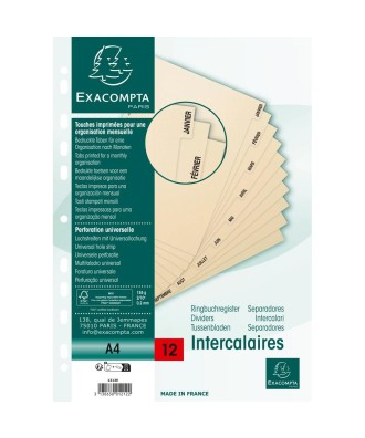 INTERCAL.CARTE PEAU A4 12 POS. JANV/DEC.