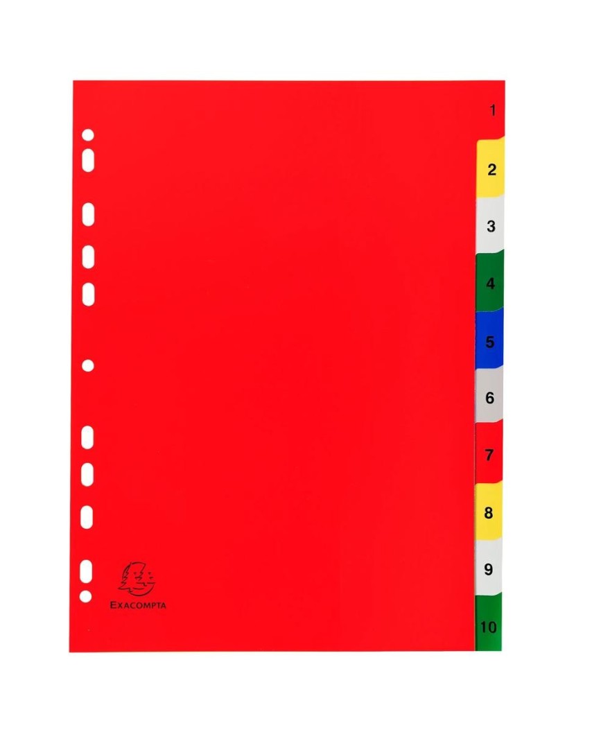 Intercalaires 1-10 A4 PP onglets imprimé