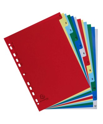Intercalaires 1-12 A4 PP onglets imprim.