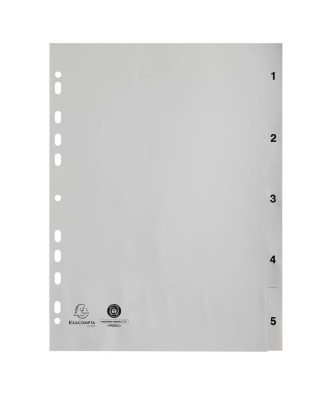 Intercal.impr.A4 Num.1-5 PP recycl gris