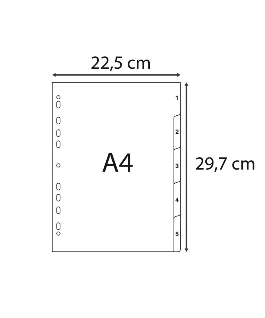Intercal.impr.A4 Num.1-5 PP recycl gris