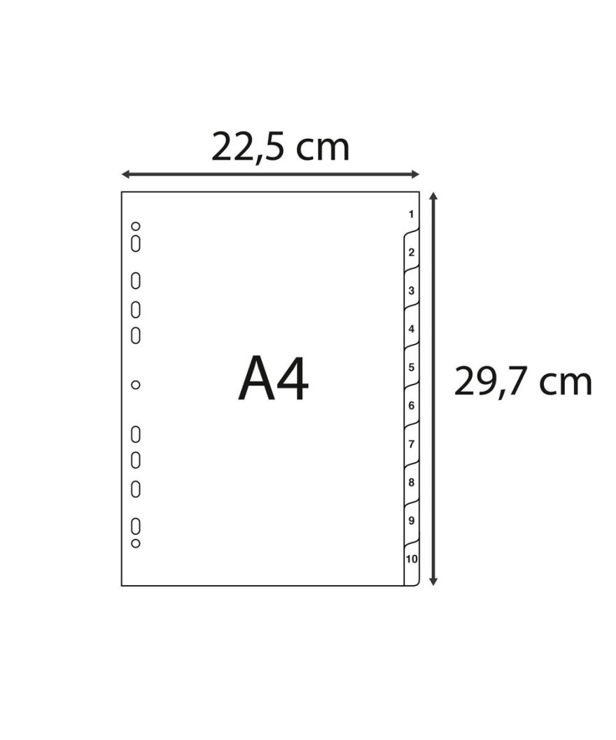 Intercal.impr.A4 Num.1-10 PP recycl gris