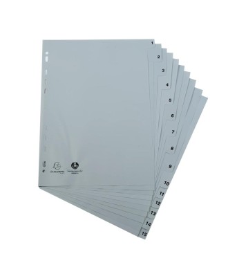 Intercal.impr.A4 Num.1-15 PP recycl gris