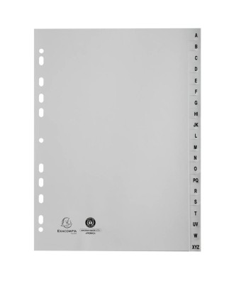 Intercalaires PP recycl gris A4 20p A-Z