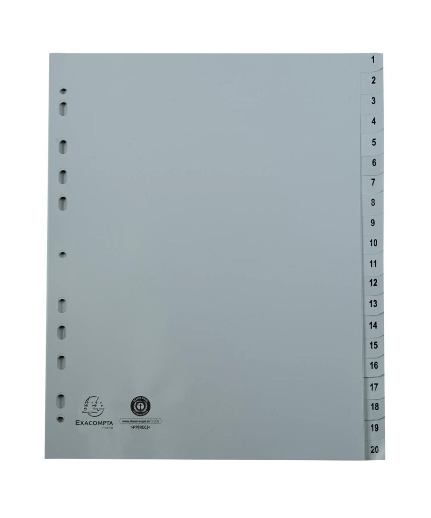 Intercal.impr.A4 Num.1-20 PP recycl gris