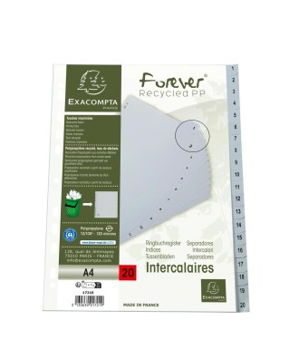 Intercal.impr.A4 Num.1-20 PP recycl gris
