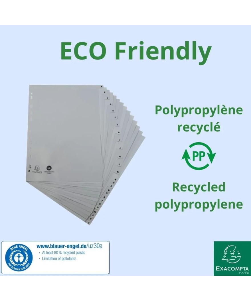 Intercalaires PP recycl gris A4 26p A-Z