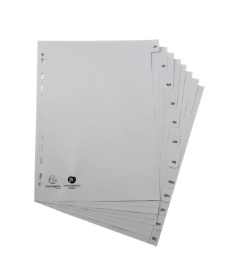 Intercalaires PP recycl gris A4 12p Mois