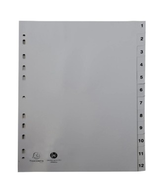 Intercal.impr.A4 Num.1-12 PP recycl gris