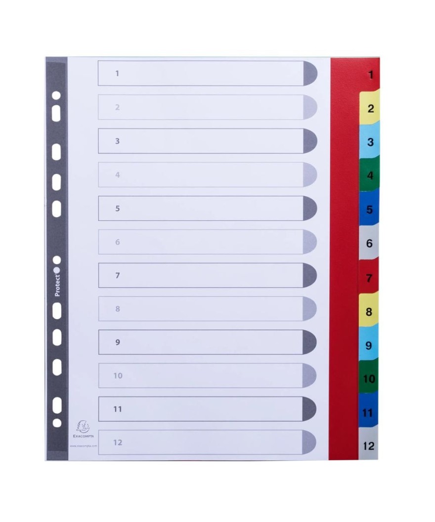 Intercalaires 1-12 A4+ PP onglets imprim