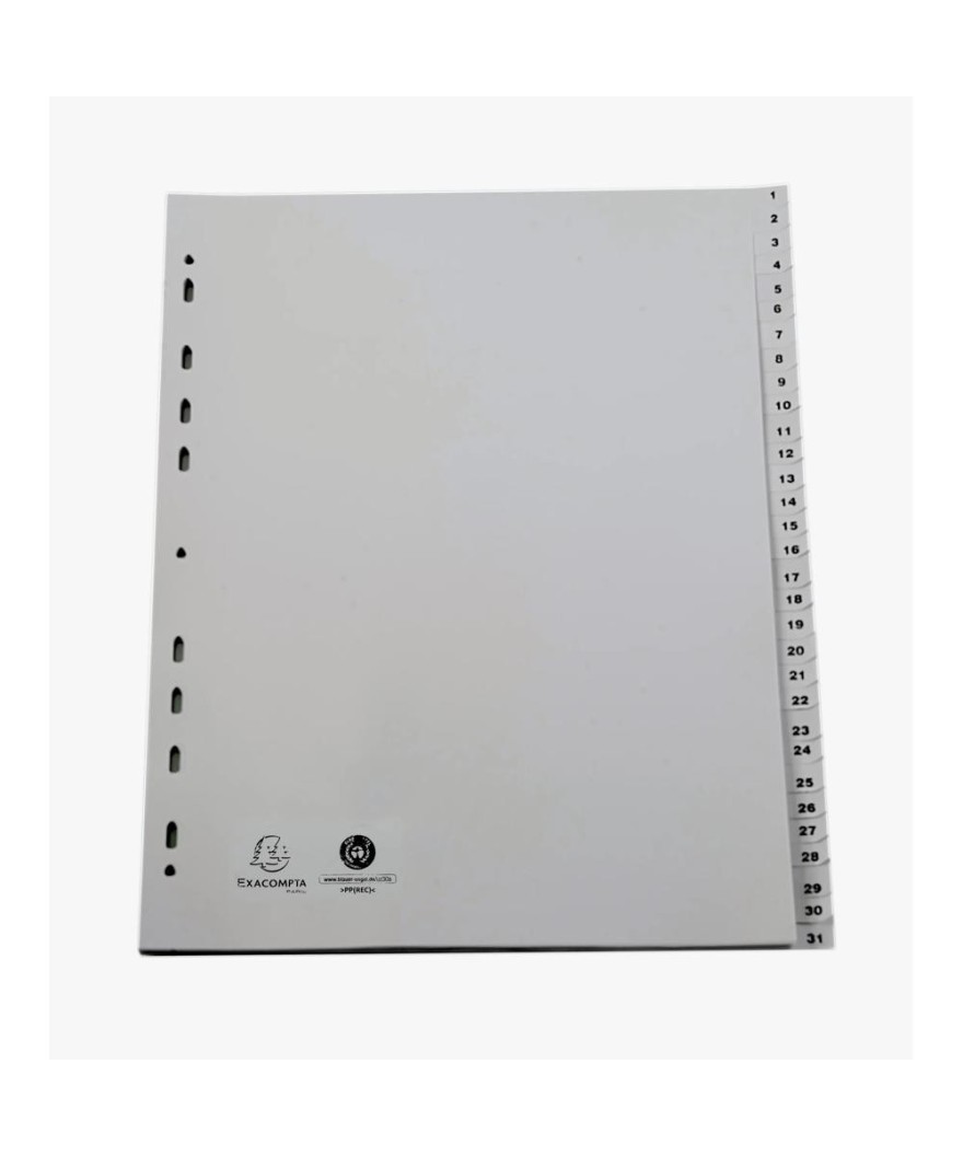 Intercalaires 1-31 A4+ PP gris ongl.imp.